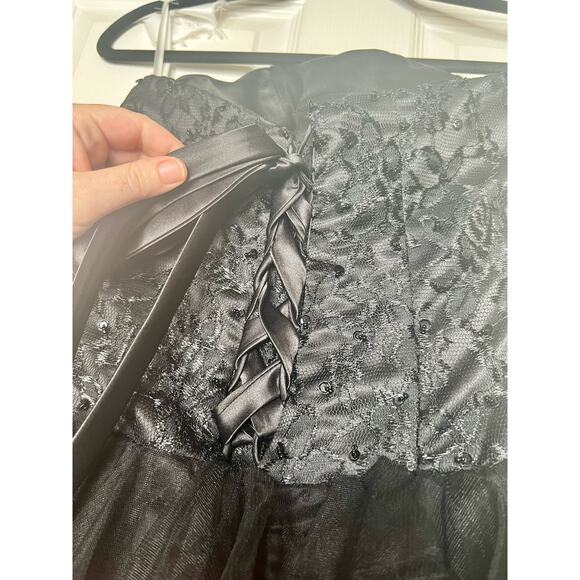 Sleeveless Short Prom Homecoming Little Black Dress Lace Corset Tulle Size 6 - Picture 6 of 8